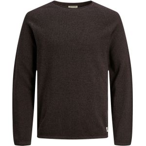JACK & JONES - Hill Knit Crew Neck - Pullover - Bruin Melange - Katoen