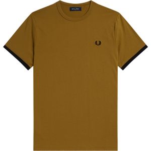 Fred Perry Ringer regular fit T-shirt M3519, korte mouw O-hals, bruin -  Maat: L
