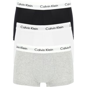 Calvin Klein low rise trunks (3-pack), lage heren boxers kort, zwart, grijs en wit -  Maat: M