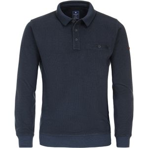 Redmond heren sweatshirt katoenmengsel, polo kraag, blauw (middeldik)