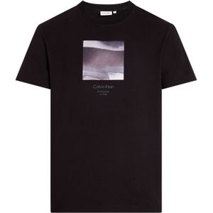 Calvin Klein Diffused Graphic T-shirt, heren T-shirt korte mouw O-hals, zwart dessin -  Maat: L