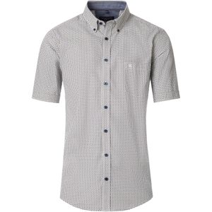 CASA MODA - Sport Casual Fit - Overhemd - Wit met Groen en Blauw Dessin - Korte Mouw