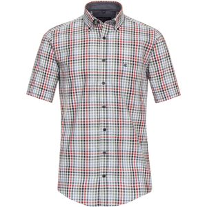 CASA MODA Sport casual fit overhemd, korte mouw, chambray, blauw, groen, rood en wit geruit