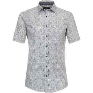 CASA MODA Sport comfort fit overhemd, korte mouw, popeline, blauw dessin