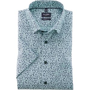OLYMP Luxor modern fit overhemd, korte mouw, popeline, lichtgroen dessin