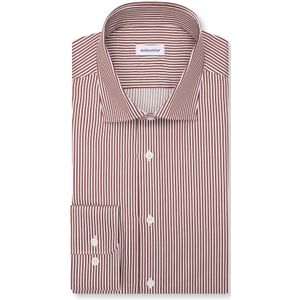 Seidensticker shaped fit overhemd, popeline, rood gestreept