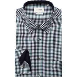 ETERNA - Comfort Fit - Overhemd - Turquoise Geruit - Twill