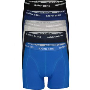 Bjorn Borg boxershorts Essential (5-pack), heren boxers normale lengte, zwart, donkerblauw, blauw, kobaltblauw en grijs -  Maat: L