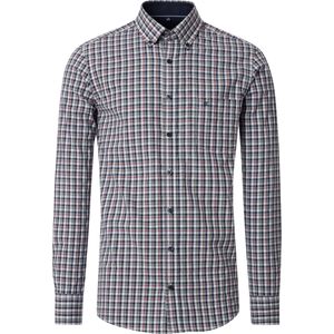CASA MODA - Sport Casual Fit Overhemd - Blauw met Rood en Groen Geruit - Strijkvriendelijk