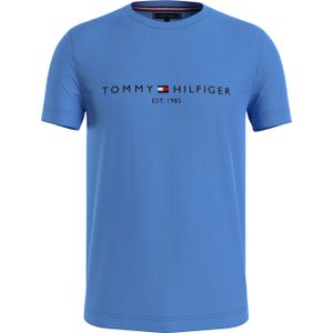 Tommy Hilfiger Tommy Logo Tee, heren T-shirt korte mouw O-hals, middenblauw -  Maat: 3XL