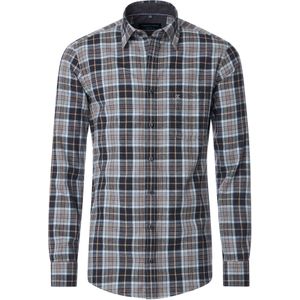 CASA MODA - Sport Comfort Fit Overhemd - Antraciet - Flanel - Strijkvriendelijk