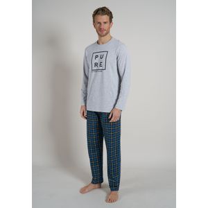 TOM TAILOR heren pyjama O-hals, middenblauw geruit -  Maat: XXL