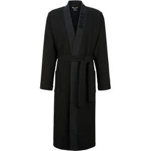 BOSS Waffle Kimono, heren ochtendjas (middeldik), zwart