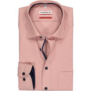 MARVELIS modern fit overhemd, warm oranje en roestbruin met wit structuur (contrast) 43