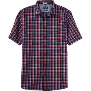 OLYMP Casual modern fit overhemd, korte mouw, popeline, rood geruit 37/38