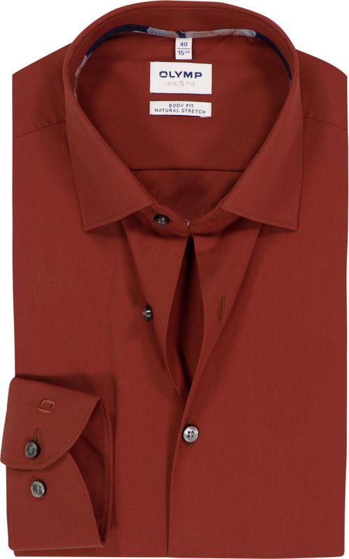 OLYMP - Level 5 - Body Fit Overhemd - Warm Rood - Popeline