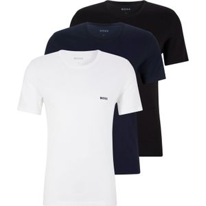 HUGO BOSS Classic T-shirts regular fit (3-pack), heren T-shirts O-hals, wit, navy, zwart -  Maat: S