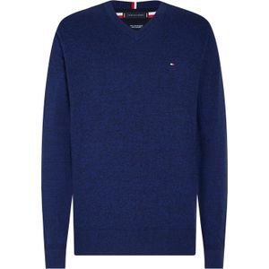 Tommy Hilfiger heren pullover katoen, Pima Org Ctn Cashmere V Neck, blauw melange