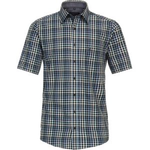 CASA MODA Sport casual fit overhemd, korte mouw, dobby, blauw geruit