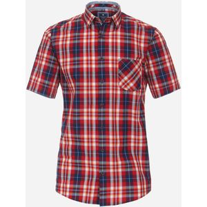 3 voor 99 | Redmond comfort fit overhemd, korte mouw, popeline, rood geruit 45/46