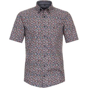 CASA MODA Sport casual fit overhemd, korte mouw, popeline, rood, wit, blauw en groen dessin