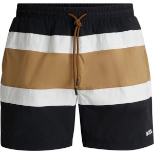 HUGO BOSS Rico swim shorts, heren zwembroek, zwart met beige en wit gestreept -  Maat: M