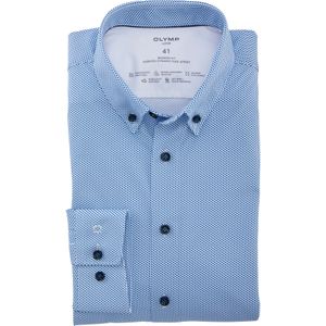OLYMP Luxor 24/7 modern fit overhemd, tricot, bleu dessin