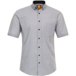 3 voor 99 | Redmond modern fit overhemd, korte mouw, popeline, blauw dessin