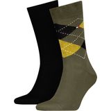 Tommy Hilfiger Sock Check (2-pack), heren sokken, army groen geruit