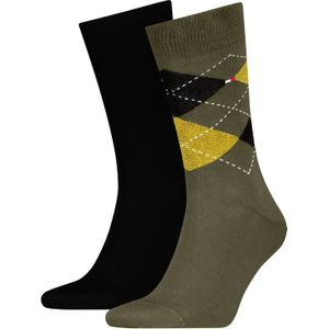 Tommy Hilfiger Sock Check (2-pack), heren sokken, army groen geruit