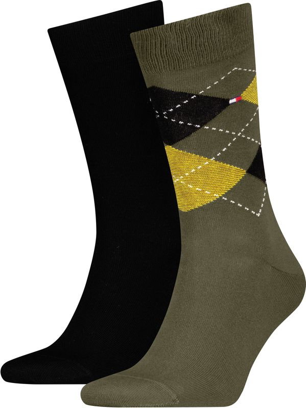 Tommy Hilfiger Sock Check (2-pack), heren sokken, army groen geruit