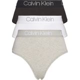 Calvin Klein dames hoge taille strings (3-pack), zwart, wit en grijs - Maat: XS