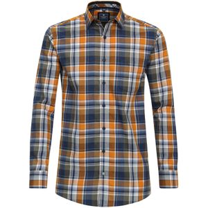 3 voor 99 | Redmond comfort fit overhemd, twill, blauw geruit