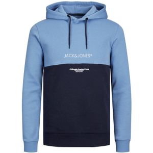 JACK & JONES Ryder blocking sweat hood regular fit, heren hoodie katoenmengsel met capuchon, lichtblauw