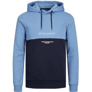 JACK & JONES Ryder blocking sweat hood regular fit, heren hoodie katoenmengsel met capuchon, lichtblauw