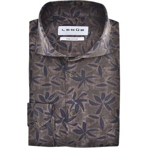 Ledub modern fit overhemd, flanel, bruin met blauw en groen dessin