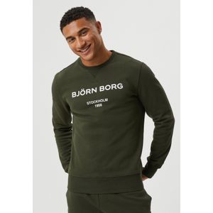 Björn Borg - logo crew - Donkergroen - Sweatstof - Licht Getailleerd