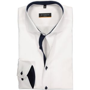 ETERNA slim fit overhemd, fijn Oxford heren overhemd, wit (blauw gestipt contrast)