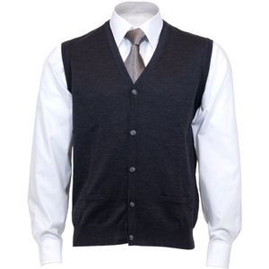 OLYMP modern fit mouwloos vest wol, V-hals, antraciet