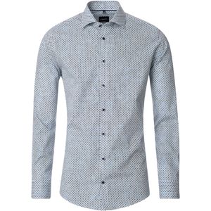 VENTI - Modern Fit - Overhemd - Blauw Dessin - Strijkvriendelijk