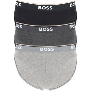 HUGO BOSS Power briefs (3-pack), heren slips, grijs, grijs, zwart -  Maat: L