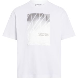 Calvin Klein Linear Graphic Interlock T-shirt, heren T-shirt korte mouw O-hals, wit dessin