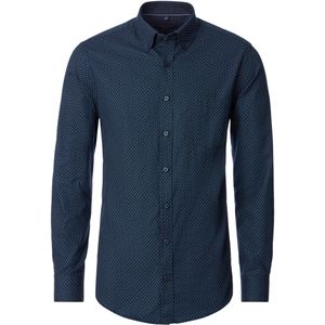 CASA MODA - Sport Casual Fit Overhemd - Blauw Dessin - Flanel