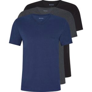 HUGO BOSS Classic T-shirts regular fit (3-pack), heren T-shirts V-hals, navy, grijs, zwart -  Maat: L