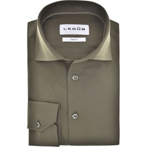 Ledub modern fit overhemd, mouwlengte 72 cm, popeline, donkergroen