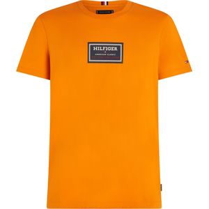 Tommy Hilfiger Label Hd Print Tee, heren T-shirt korte mouw O-hals, okergeel -  Maat: XL