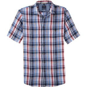 OLYMP Casual modern fit overhemd, korte mouw, structuur, rood geruit 49/50