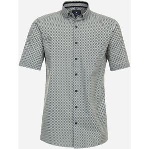 3 voor 99 | Redmond comfort fit overhemd, korte mouw, popeline, groen dessin