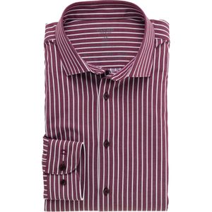 OLYMP 24/7 Level 5 body fit overhemd, twill, granaat gestreept