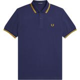 Fred Perry M3600 polo twin tipped shirt, pique, French Navy / Golden Hour / Golden Hour -  Maat: XL